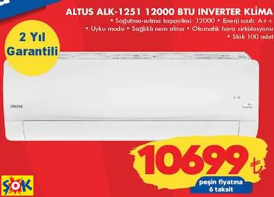 ALTUS ALK-1251 12000 BTU INVERTER KLİMA ALTUS ALK-1251 12000 BTU INVERTER KLİMA
